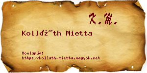 Kolláth Mietta névjegykártya